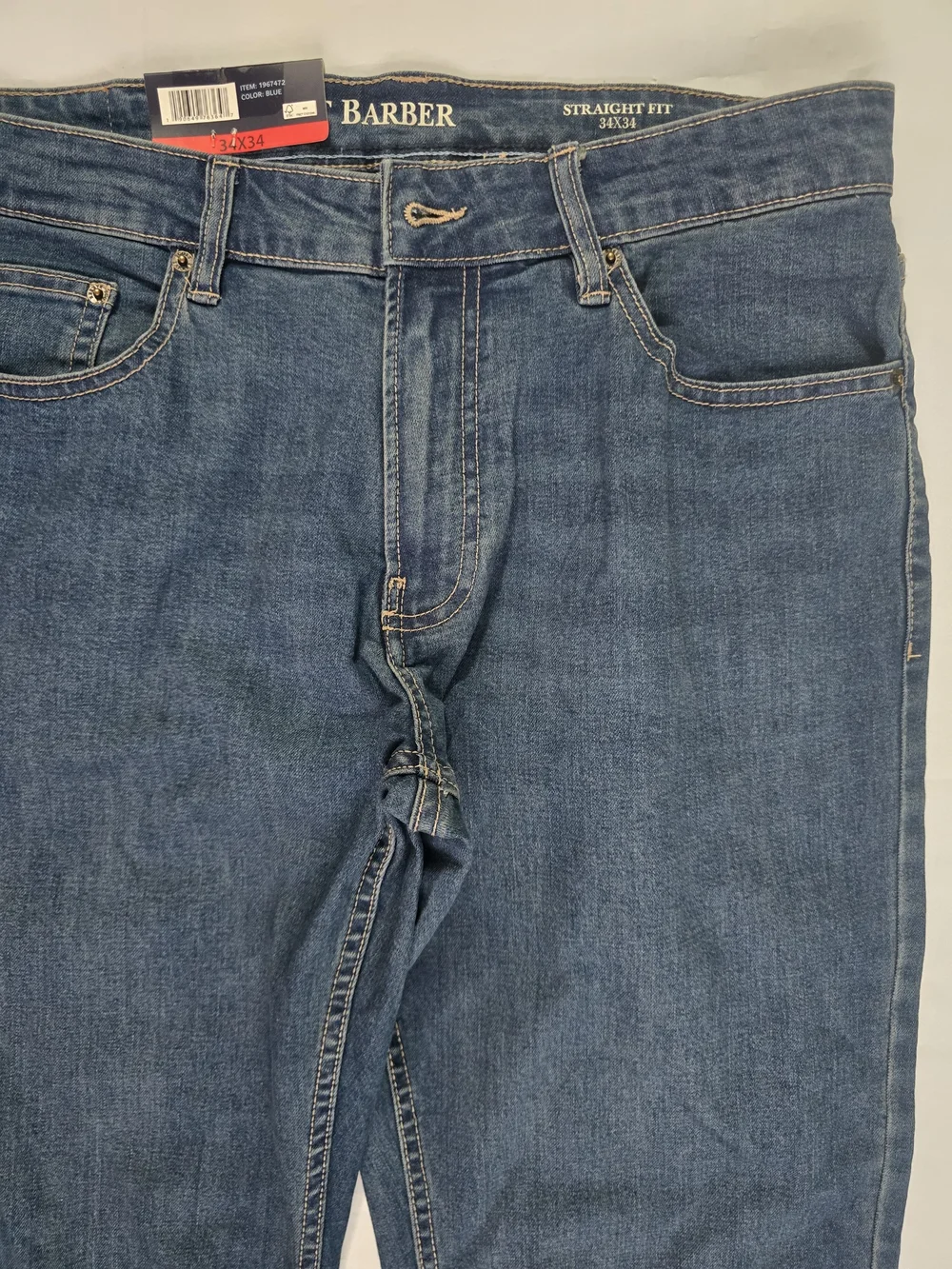 Scott Barber Straight Fit Medium Wash Blue Denim Stretch 5Pocket Jeans 34x34 NWT